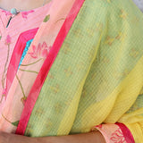 Kota printed kurta set with applique work