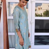 Asymmetric silk kurta