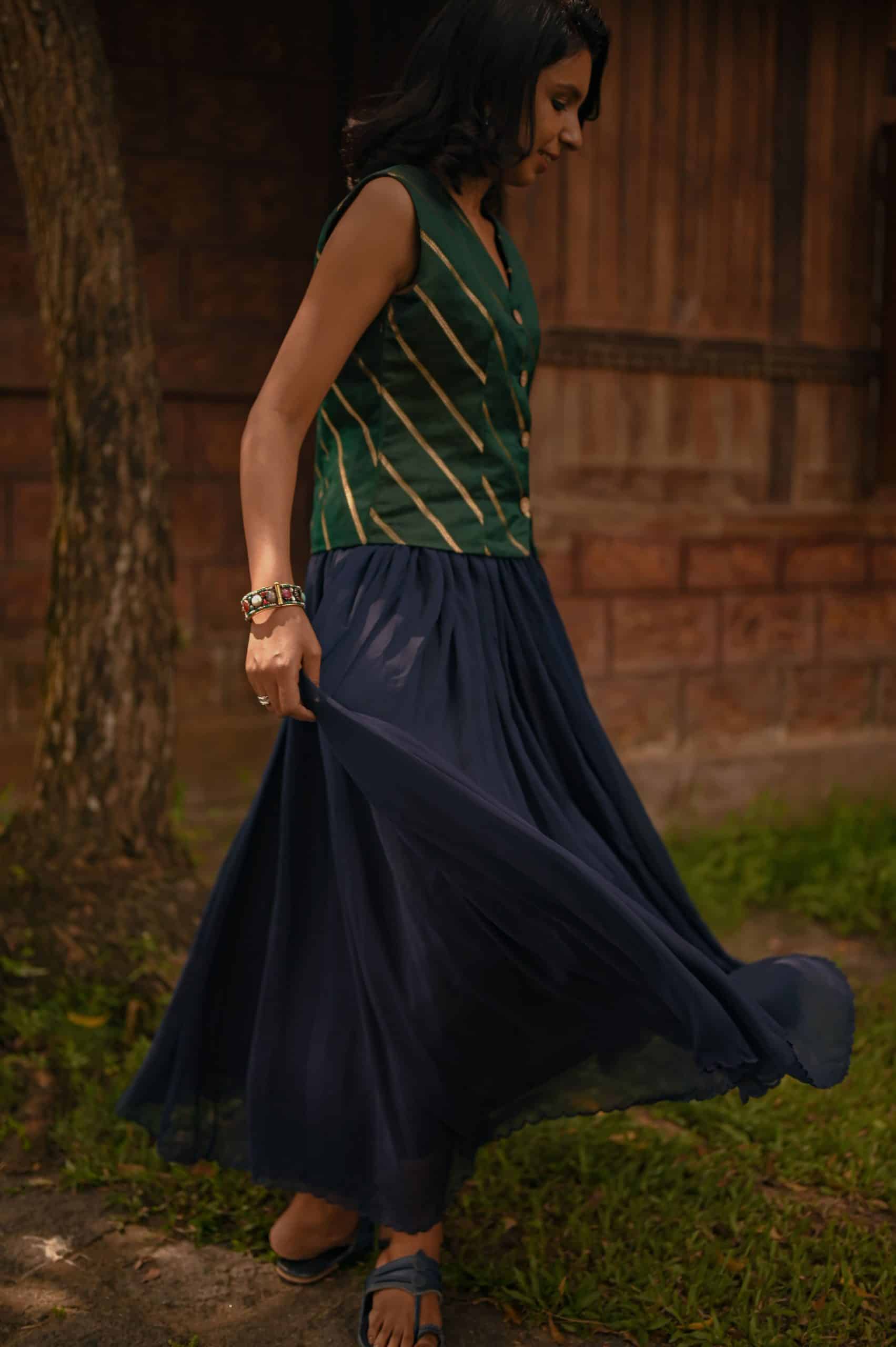 Navy chiffon skirt