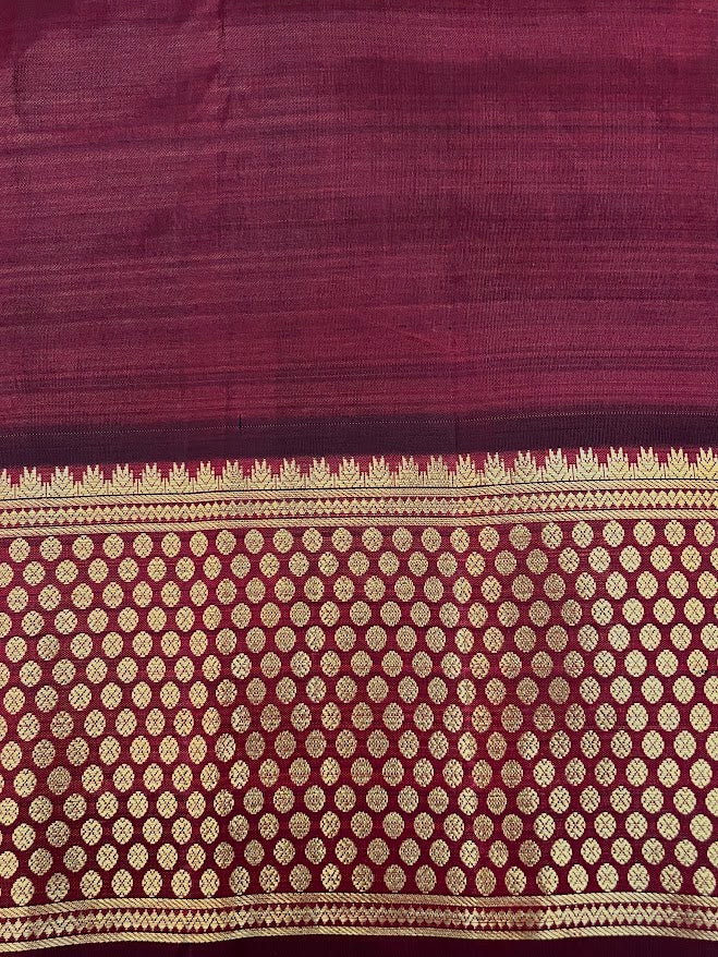 Nidhi lemon green brown appliqued kanchipuram silk saree 4