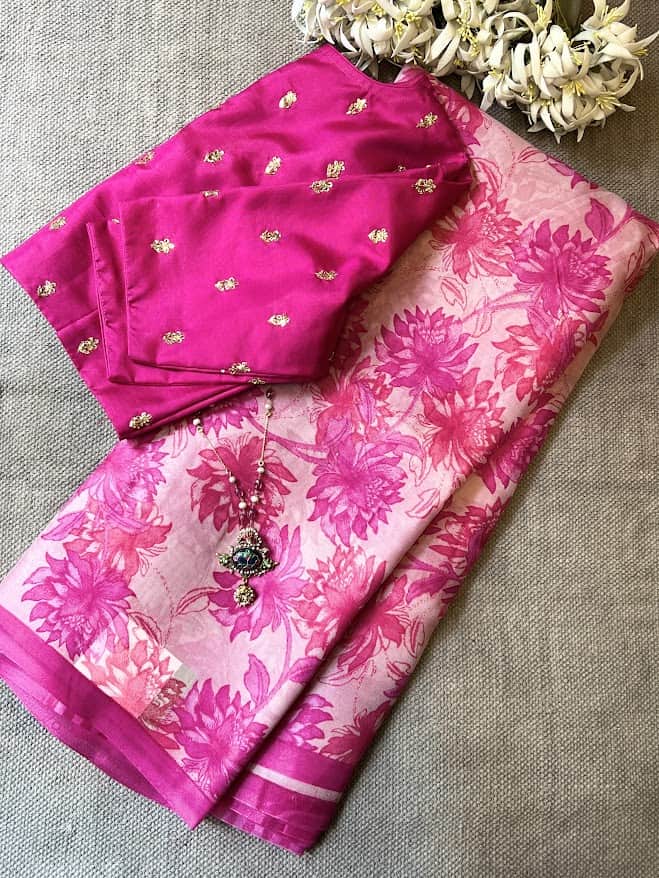 Nisha pink carnation organza saree