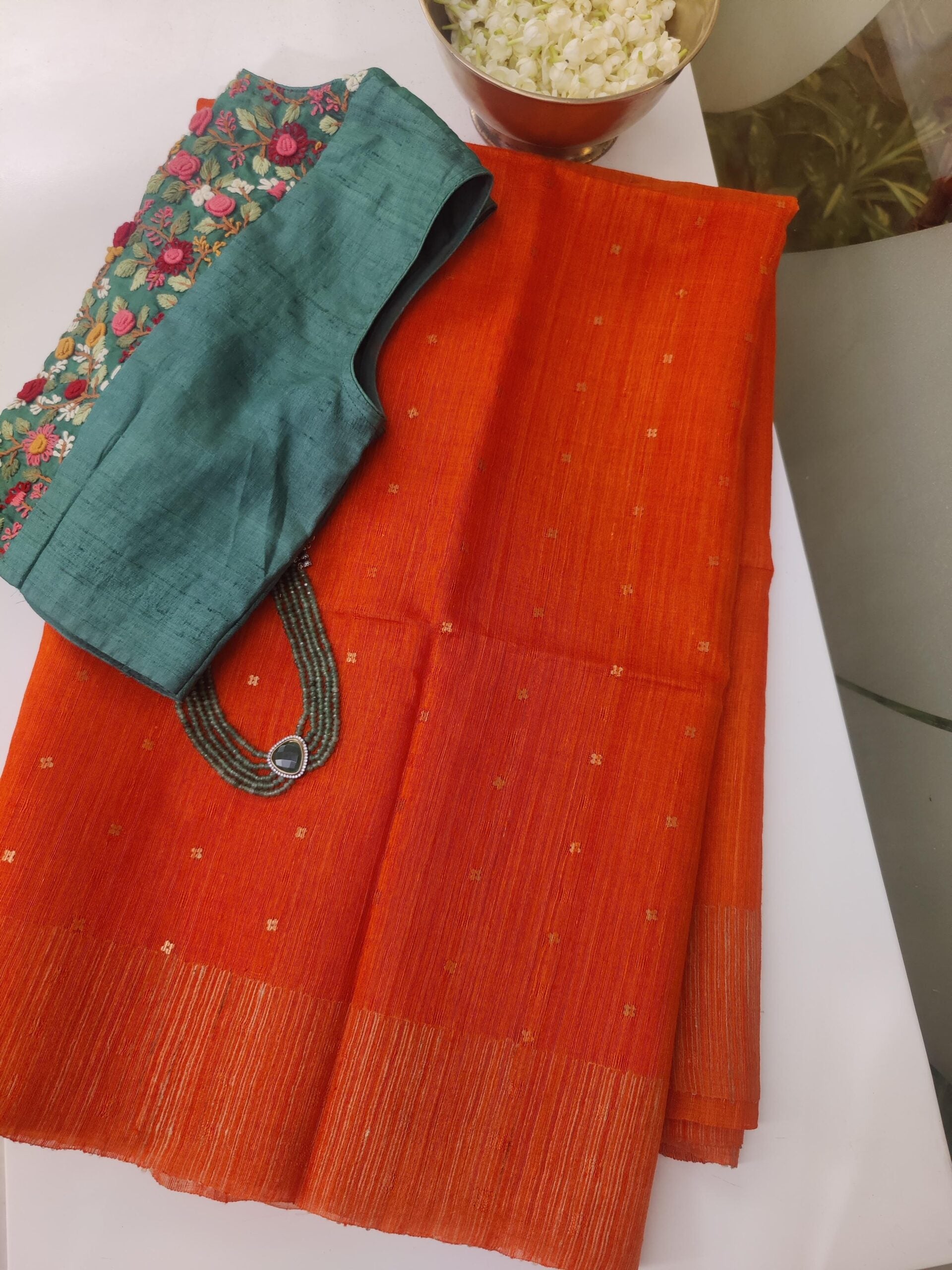 Orange-handwoven-Matka-silk-saree-with-sequins-2.jpg