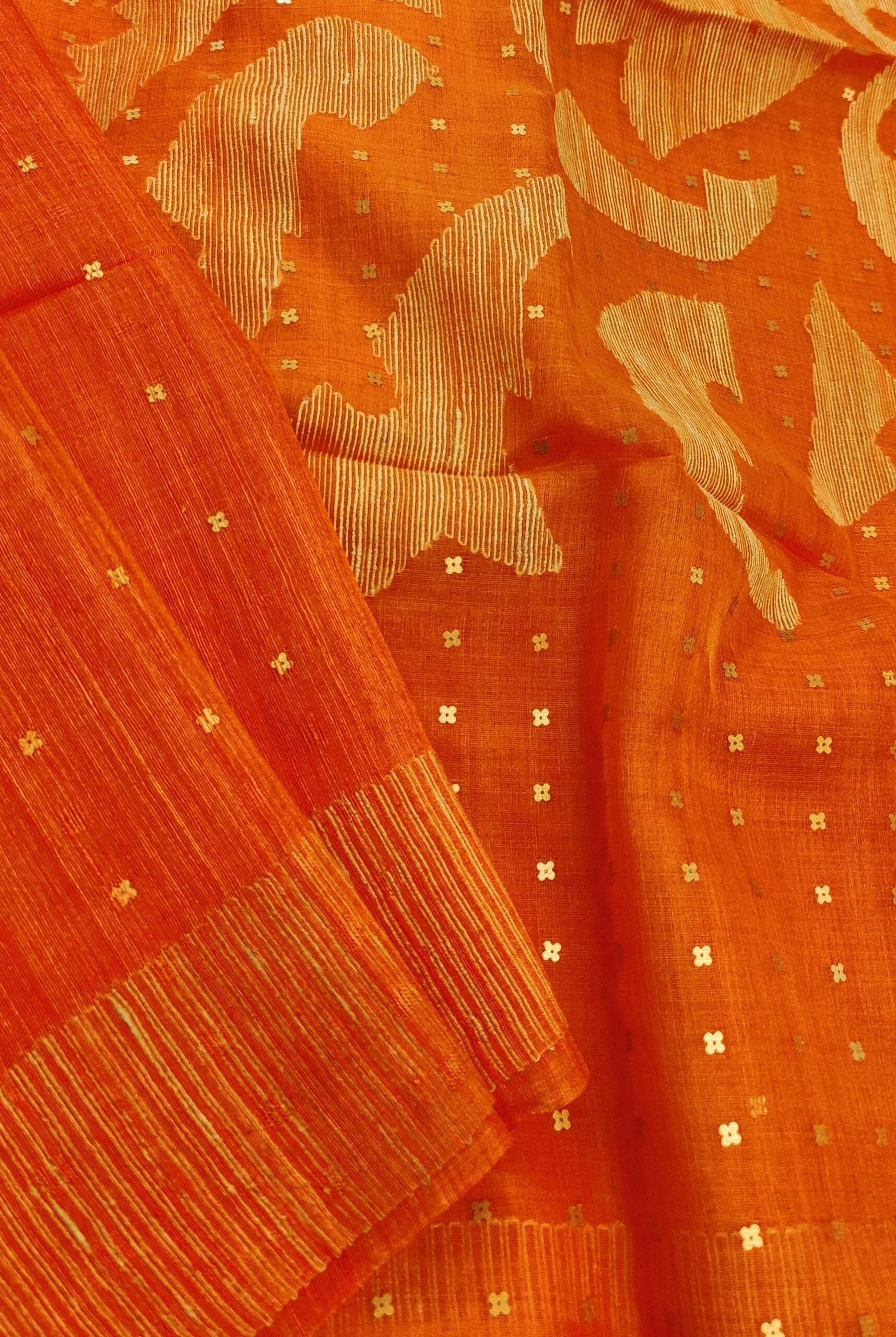 Orange-handwoven-Matka-silk-saree-with-sequins-4.jpg