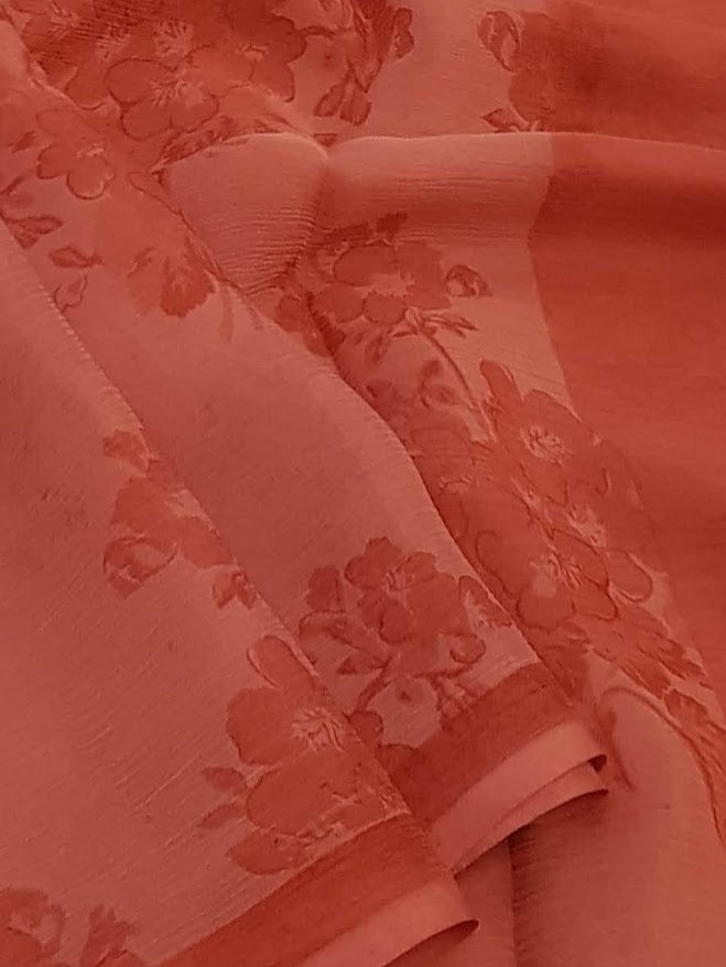 Vindhya- Peach chiffon saree