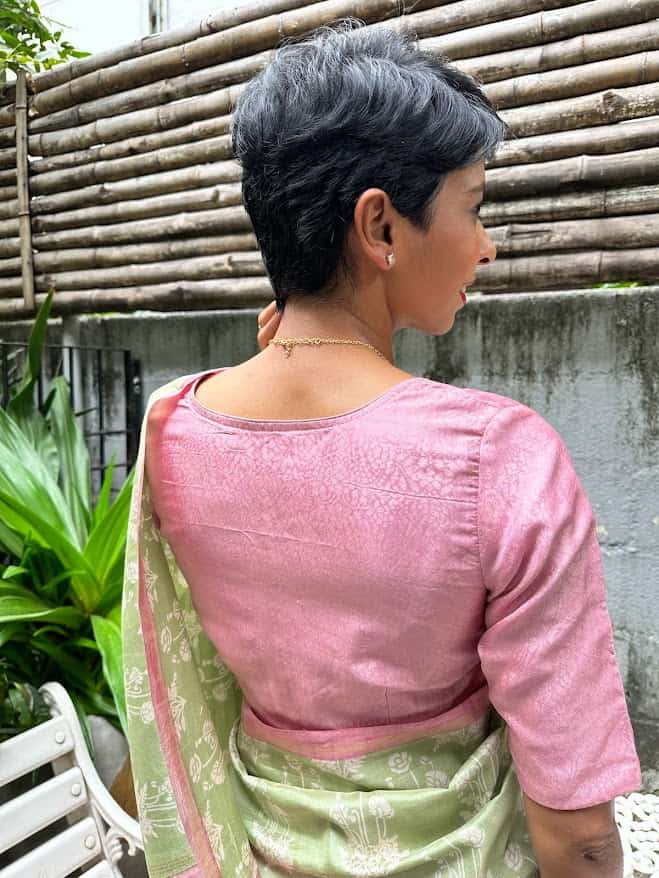 Pink brocade silk blouse 1