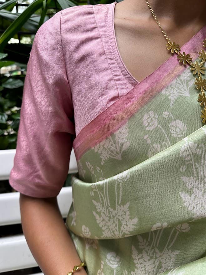 Pink brocade silk blouse