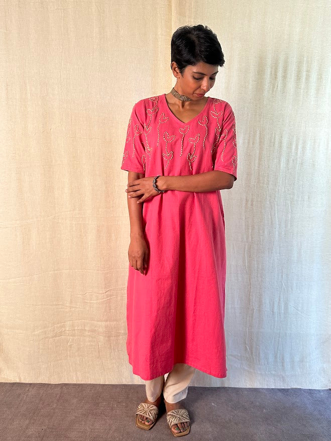 Organic cotton embroidered kurta