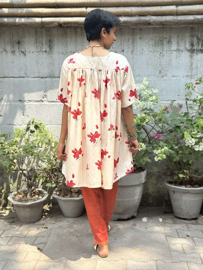 Rang cream red silk tunic 5