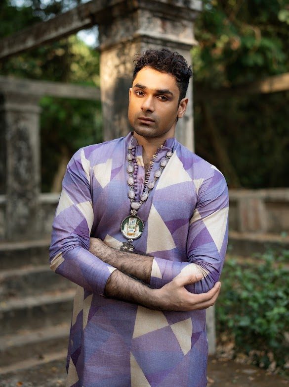 Rang purple silk men's kurta