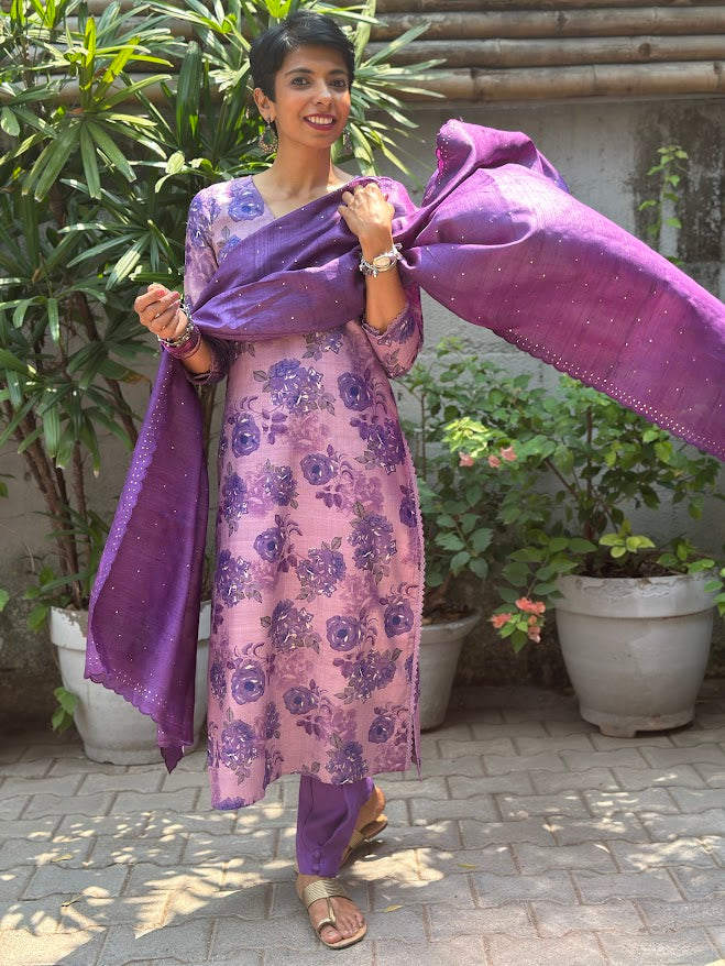 Rang purple tussar set 5