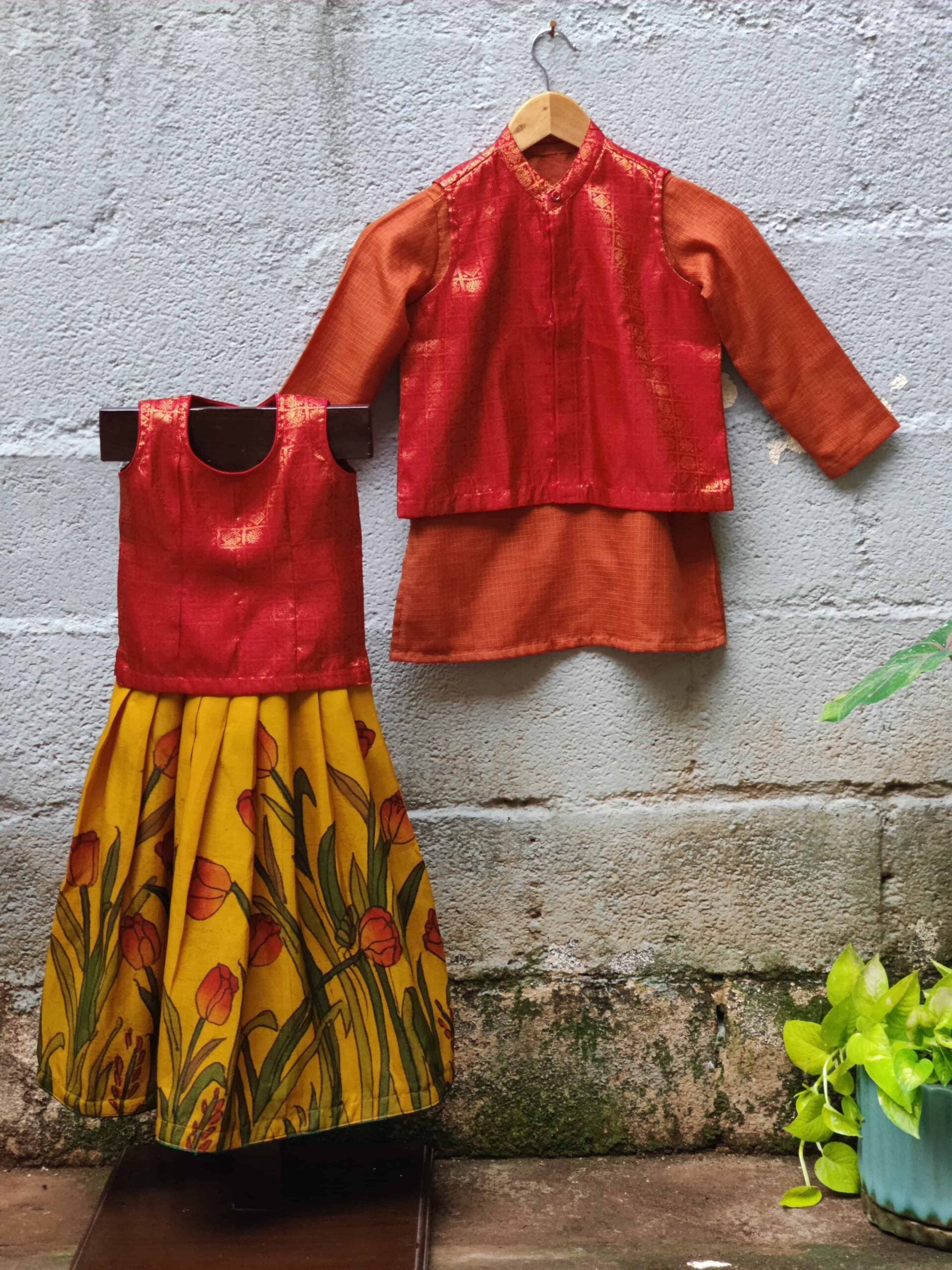 Red-Kanchipuram-silk-coat-with-orange-kota-kurta-2-1.jpg