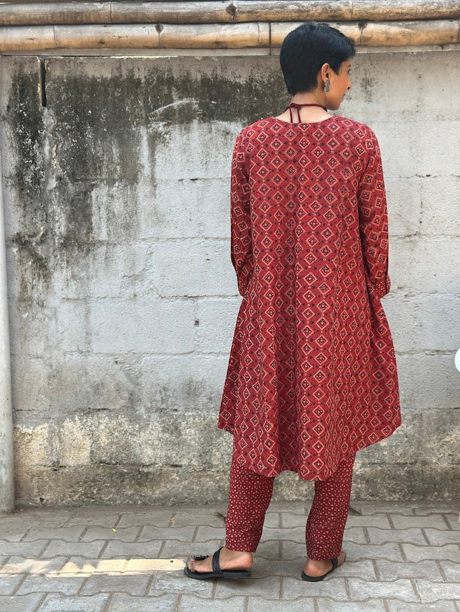 Red printed cotton tunic 1