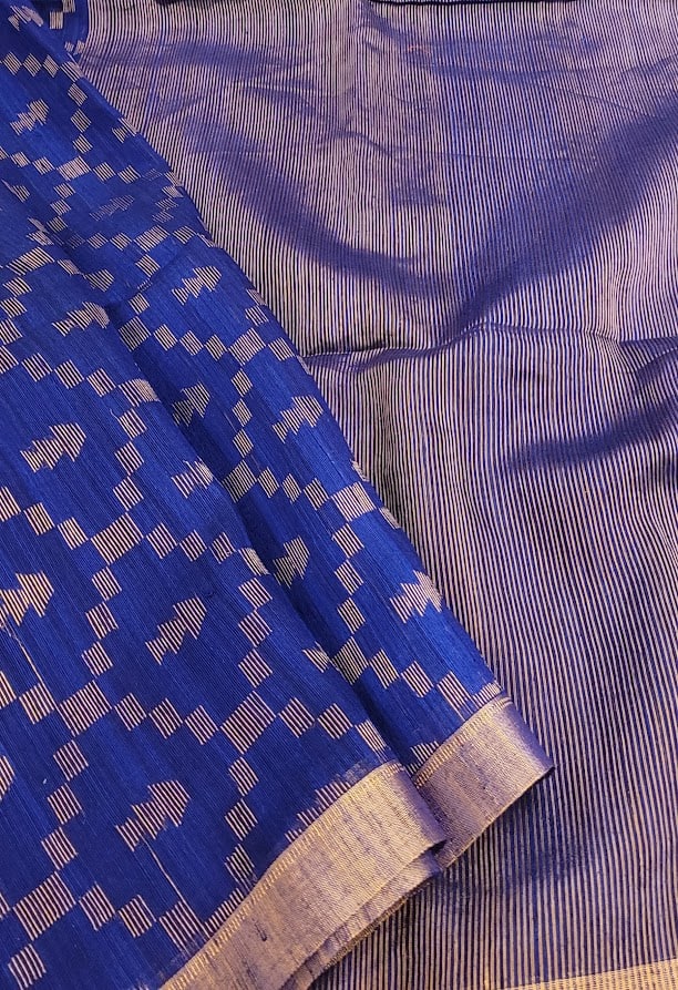 Royal blue handloom matka silk saree 1