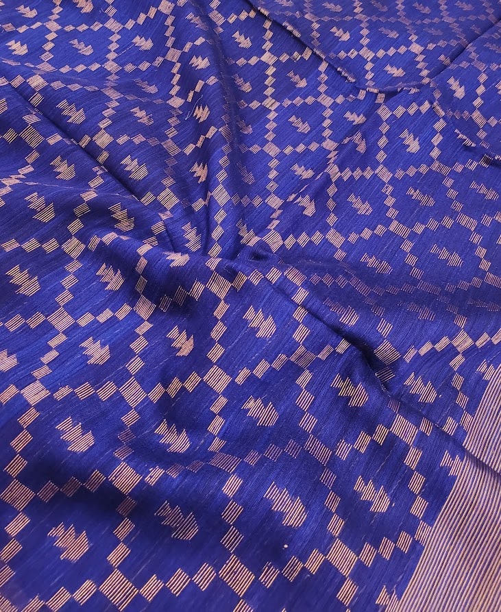 Royal blue handloom matka silk saree 3