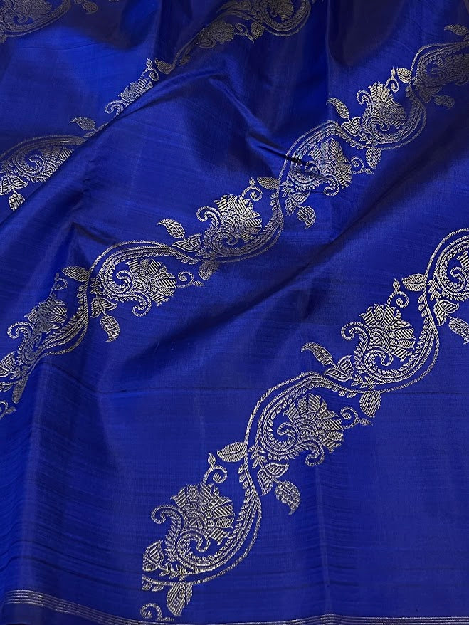 Royal blue vines silk saree 2