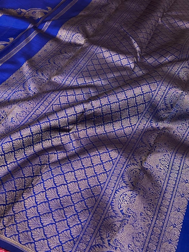 Royal blue vines silk saree 4