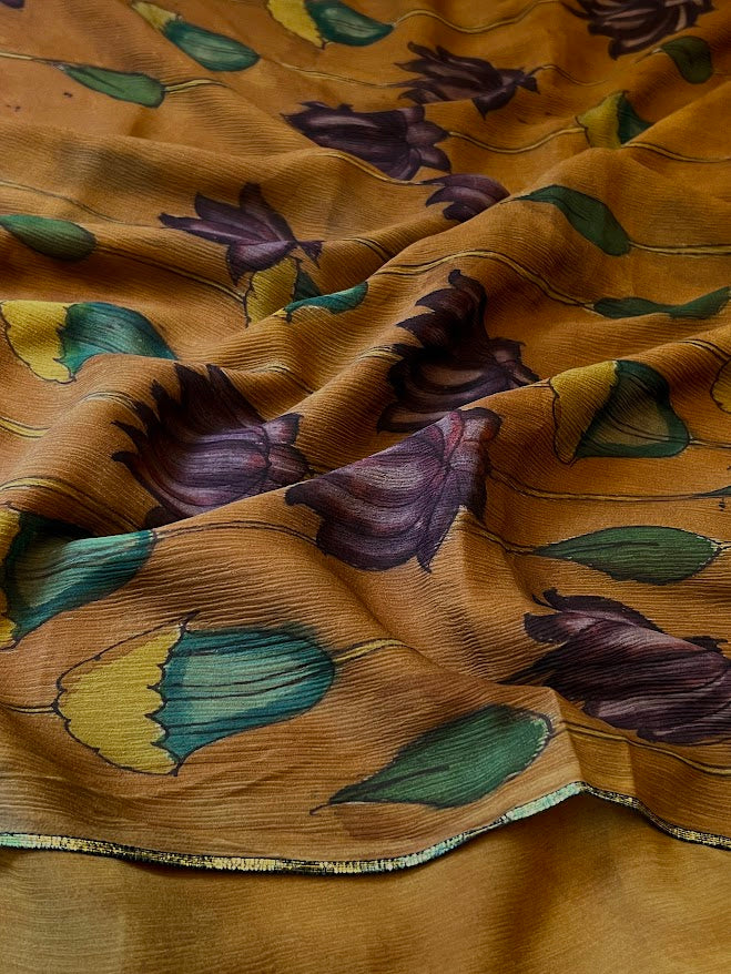 Sameeksha chiffon kalamkari saree