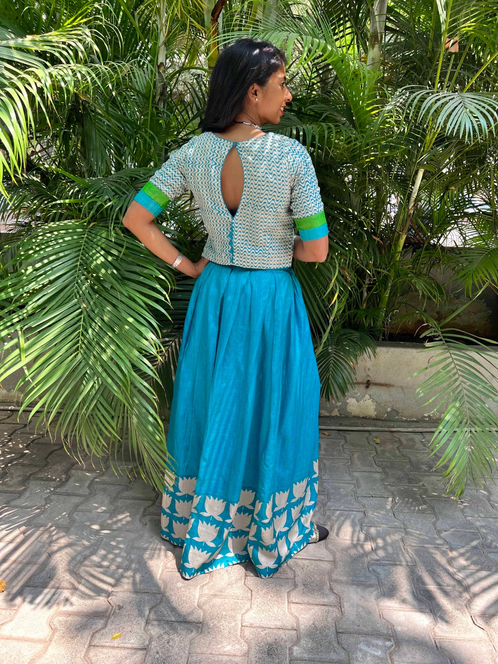 Sky-blue-and-beige-hand-block-printed-tussar-top-and-skirt-3.jpg