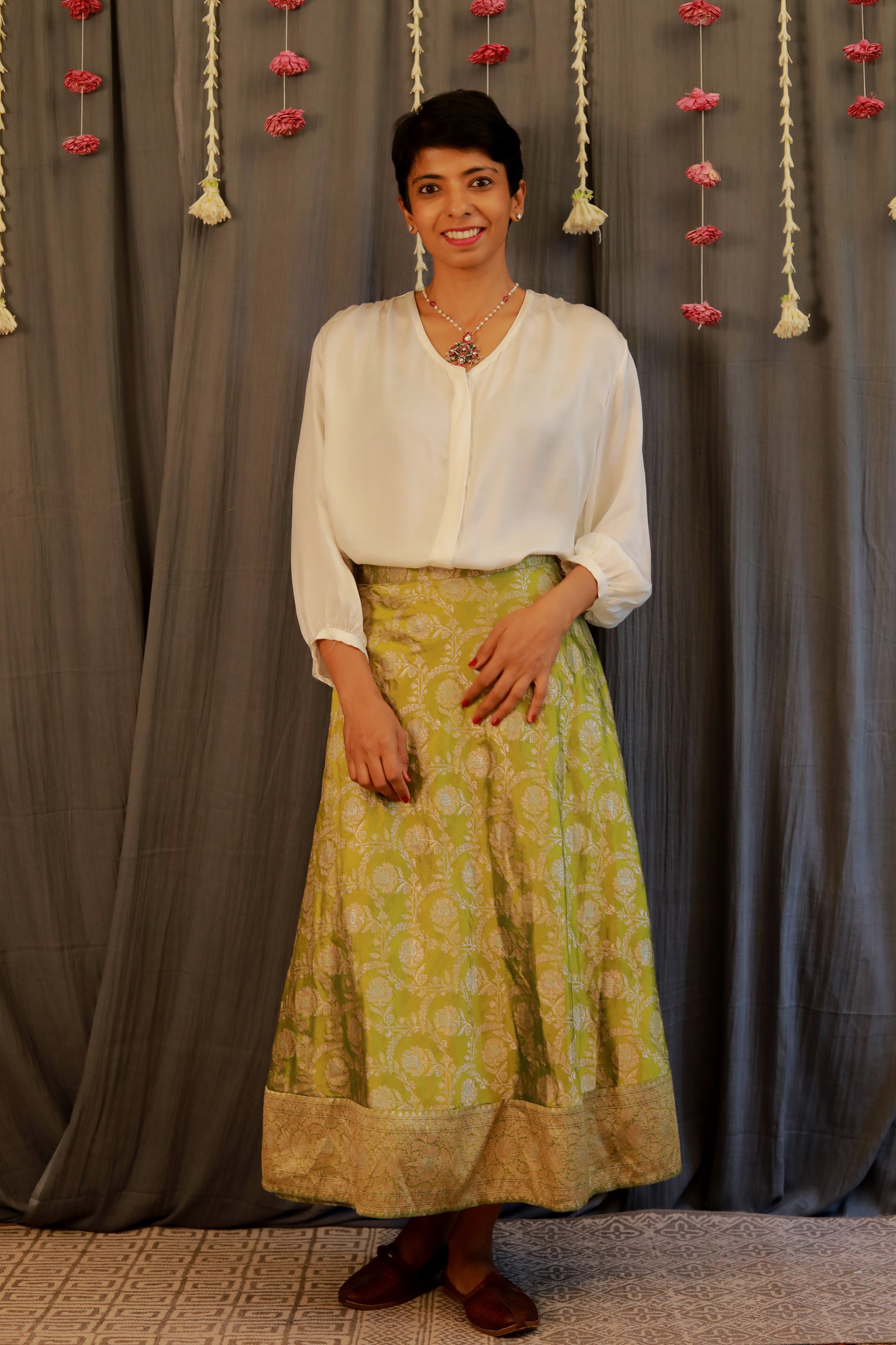 Silk brocade skirt