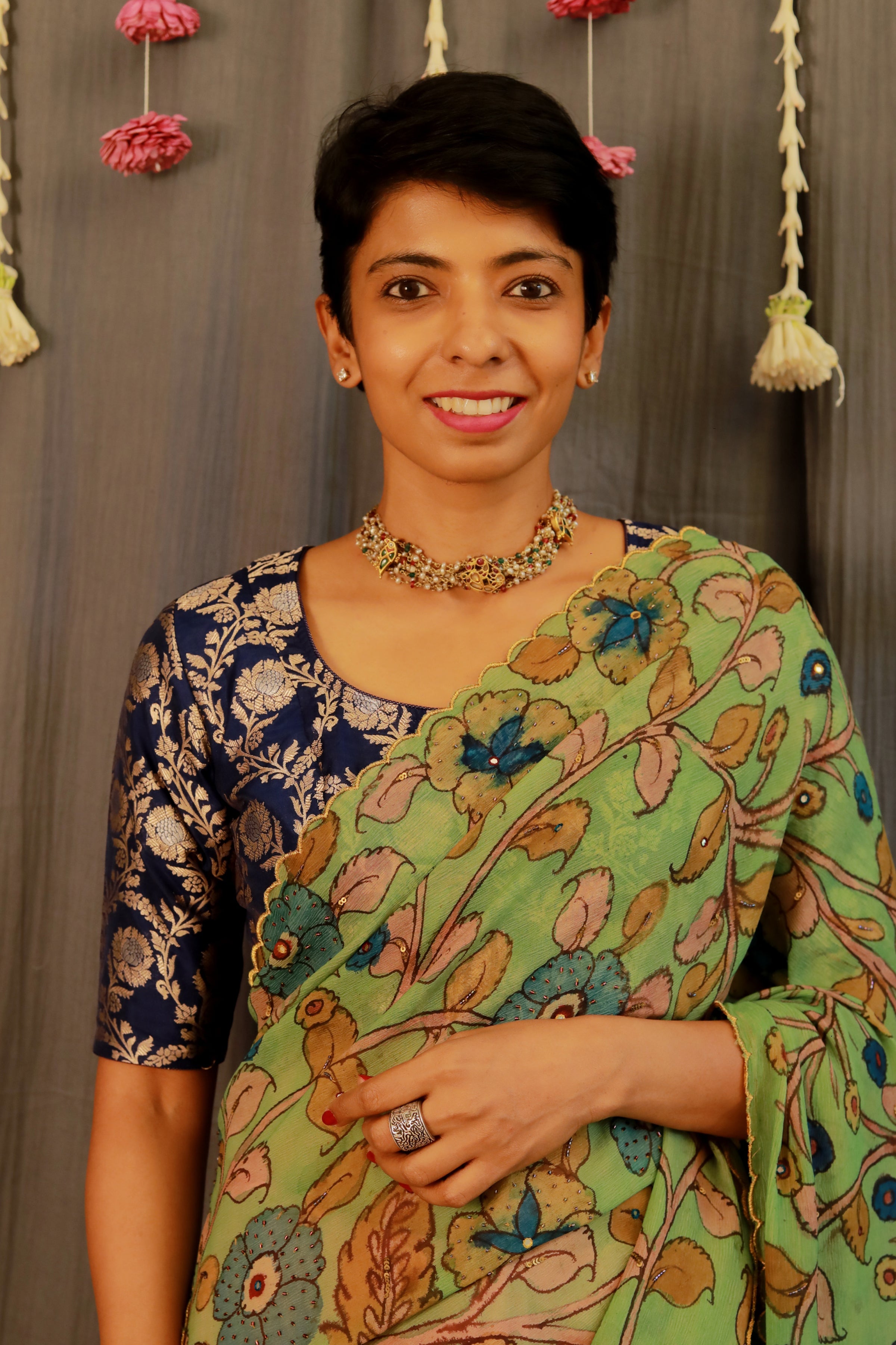 Chiffon kalamkari saree