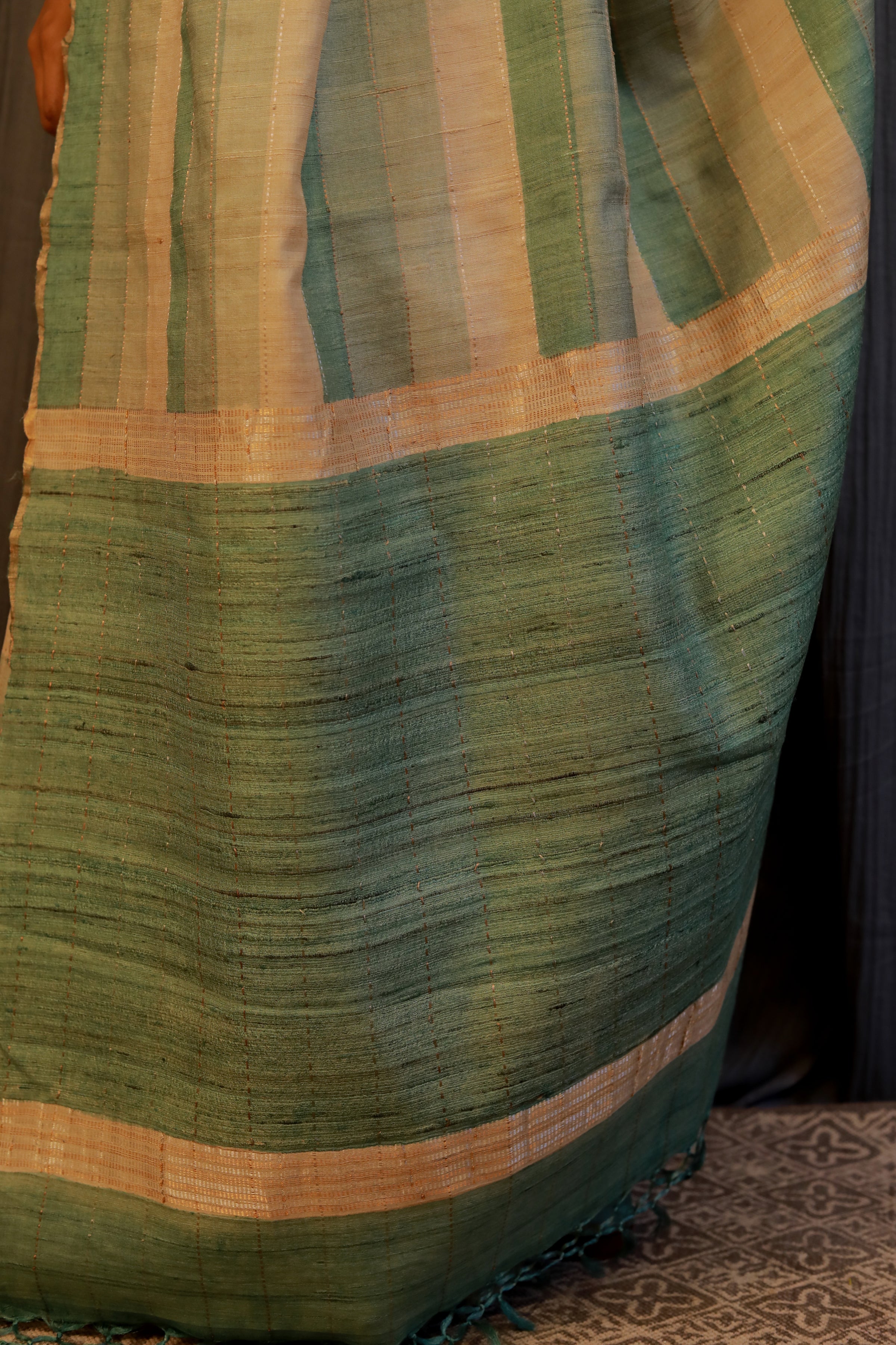 Striped handloom tussar saree