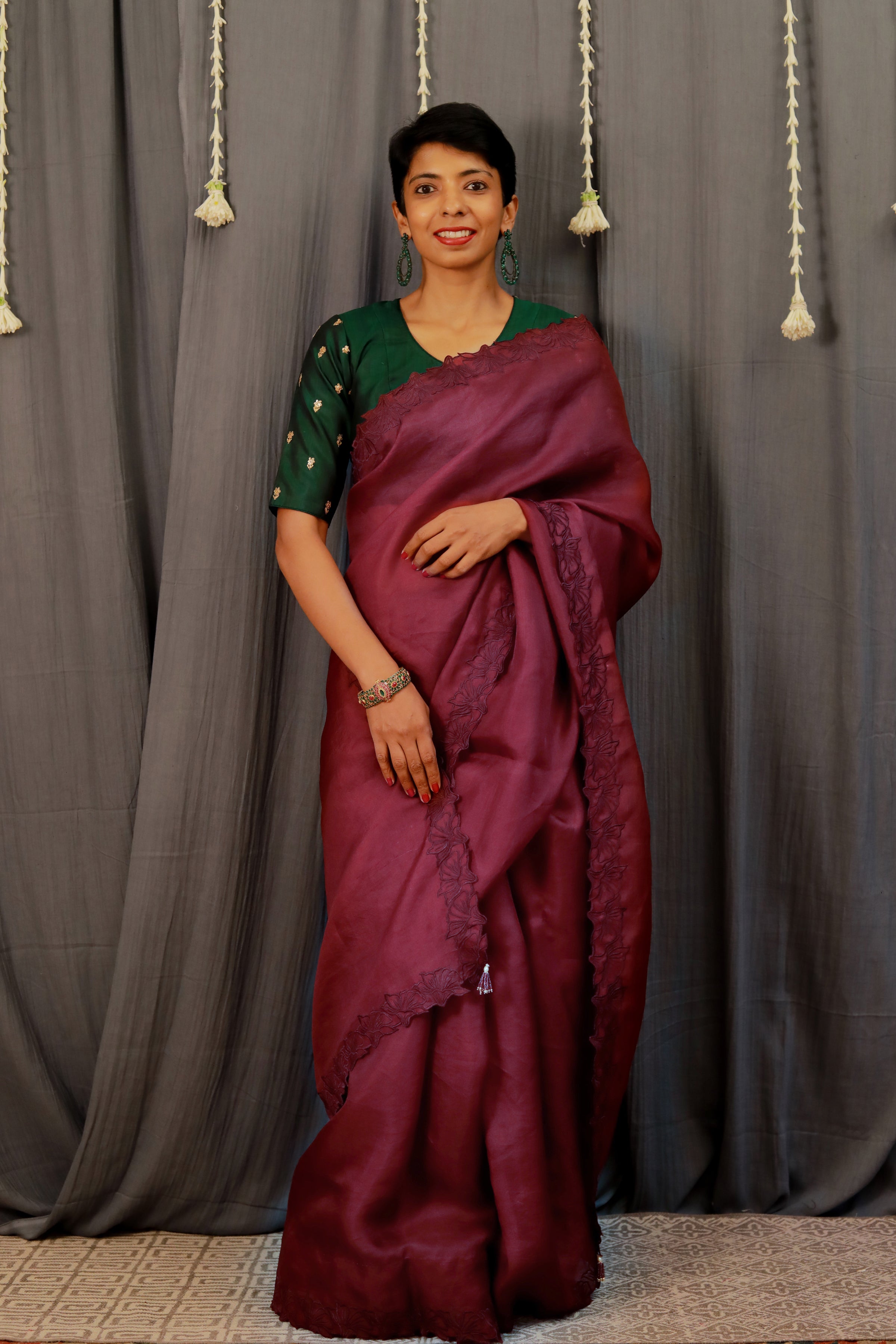 Embroidered organza saree