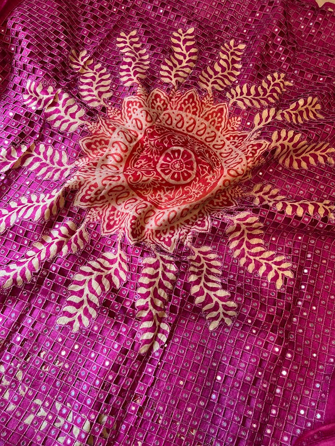 Tashi Arch cutwork tussar saree