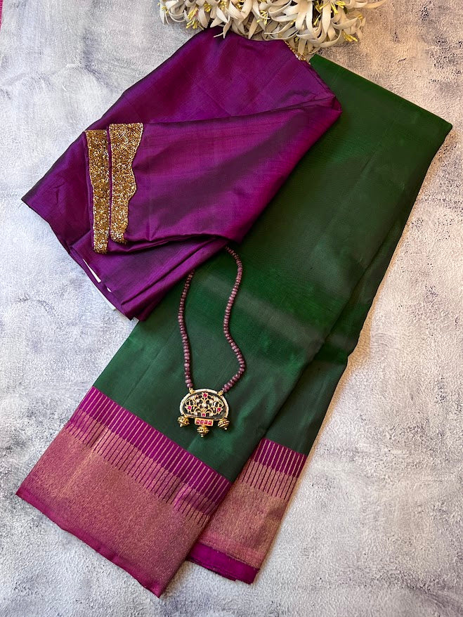 Temple design kanchi silk saree