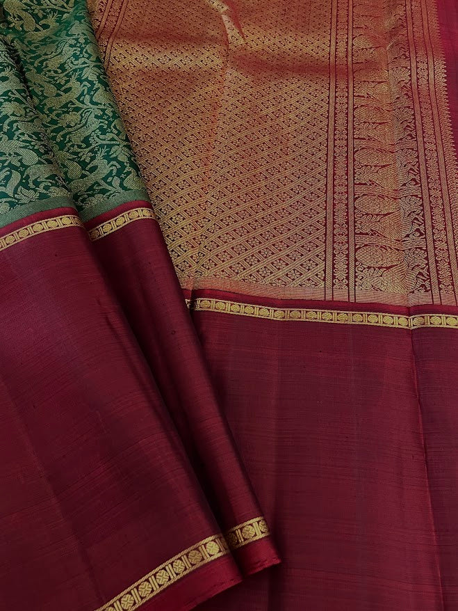 Trayi Green vanasingaram kanchipuram silk saree 1