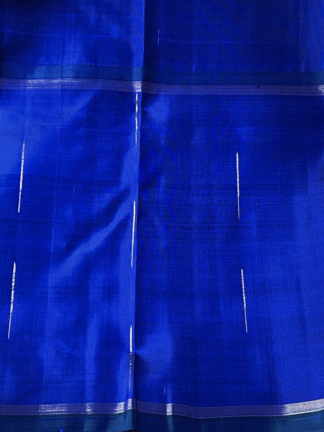 Trayi yellow royal blue chevron kanchipuram silk saree 3