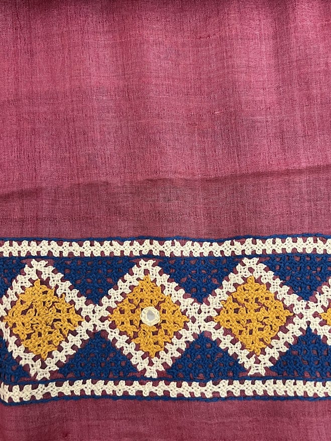 Tushara maroon kutch embroidered tussar saree 3