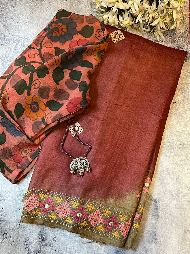 Tushara border kutch tussar saree