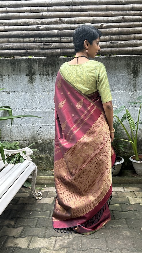 Vera Maroon kanchipuram silk saree 1