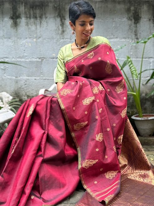 Vera Maroon kanchipuram silk saree