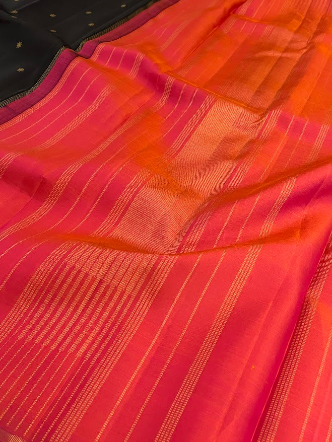 Vera black peach kanchipuram silk saree 1