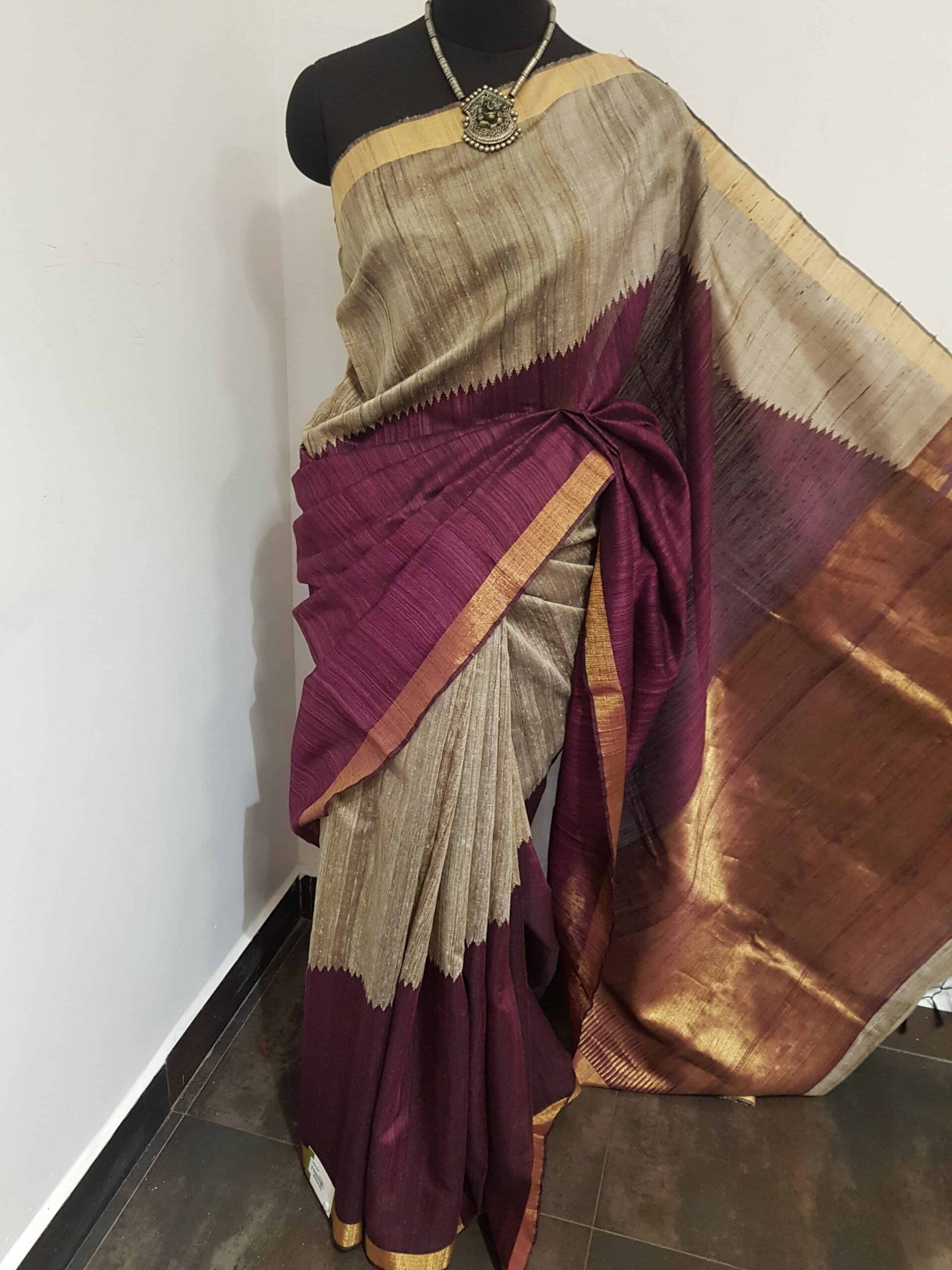 Violet-and-grey-Matka-silk-saree-in-raising-pattern-with-zari-border-and-pallu-1.jpg