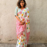 Polka Ikat Twist Handloom Cotton Saree