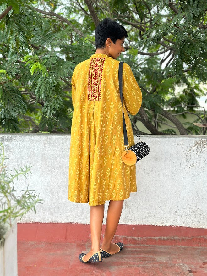 Zephyr mustard ikat dress