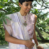 Lilac sleeveless brocade blouse