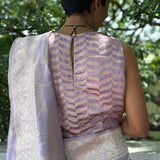 Lilac sleeveless brocade blouse