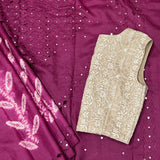 Jhaalar Purple Cutwork Tussar Saree