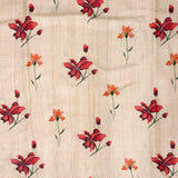 Veena Red Hibiscus Tussar Saree