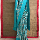 Tashi Blue Mirror Embroidered Tussar Saree