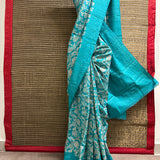 Tashi Blue Mirror Embroidered Tussar Saree