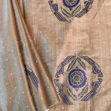 Ombre tussar hand painted saree