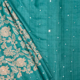 Tashi Blue Mirror Embroidered Tussar Saree
