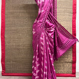 Jhaalar Purple Cutwork Tussar Saree