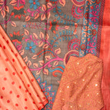Veena Orange Retro Tussar Saree