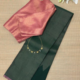 Nihira Twinline Kanchipuram Silk Saree - Dark Green