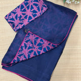 Mishrita Organza Flip Saree - Navy Blue